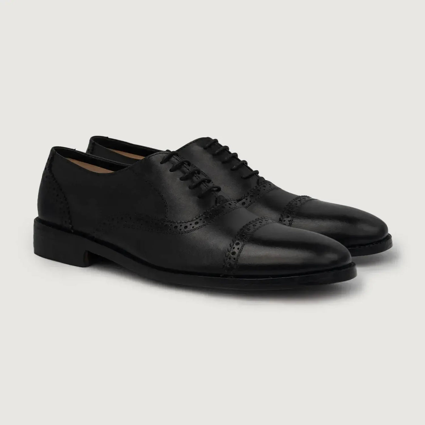 Greyson Black Aniline Leather Oxford Brogue Shoes