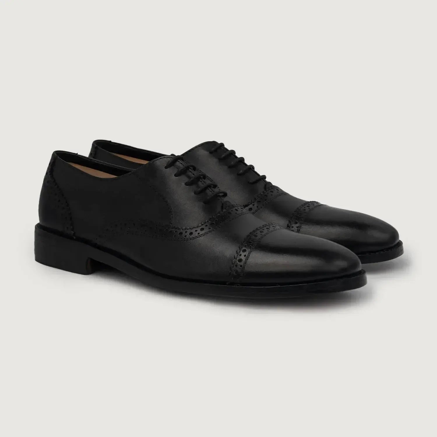 Greyson Black Aniline Leather Oxford Brogue Shoes