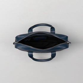 The Captain Midnight Blue Leather Briefcase