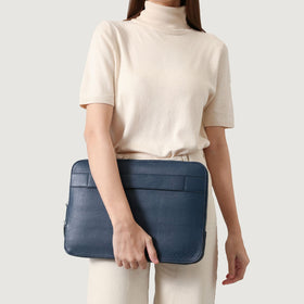 The Baxter Midnight Blue Leather Laptop Sleeve