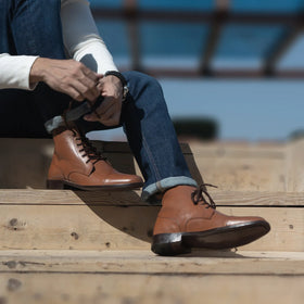 Knight Derby Tan Leather Boots