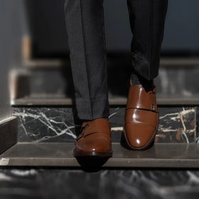 Boston Double Monk Strap Brown Leather Shoes