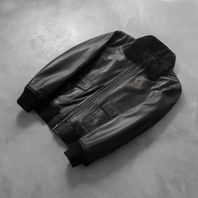 Airin G-1 Black Leather Bomber Jacket