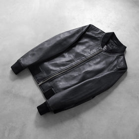Bliss Black Leather Bomber Jacket