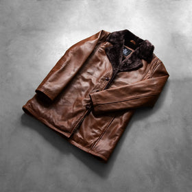 Cinnamon Distressed Leather Fur Coat