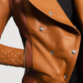 County Tan Overlap Leather Jacket