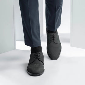 Dirk Brogues Derby Matte Black Nubuck Leather Shoes - StudGuard