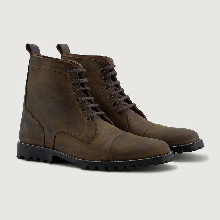 Knight Derby Burnt Copper Pullup Leather Boots - TerraGrip