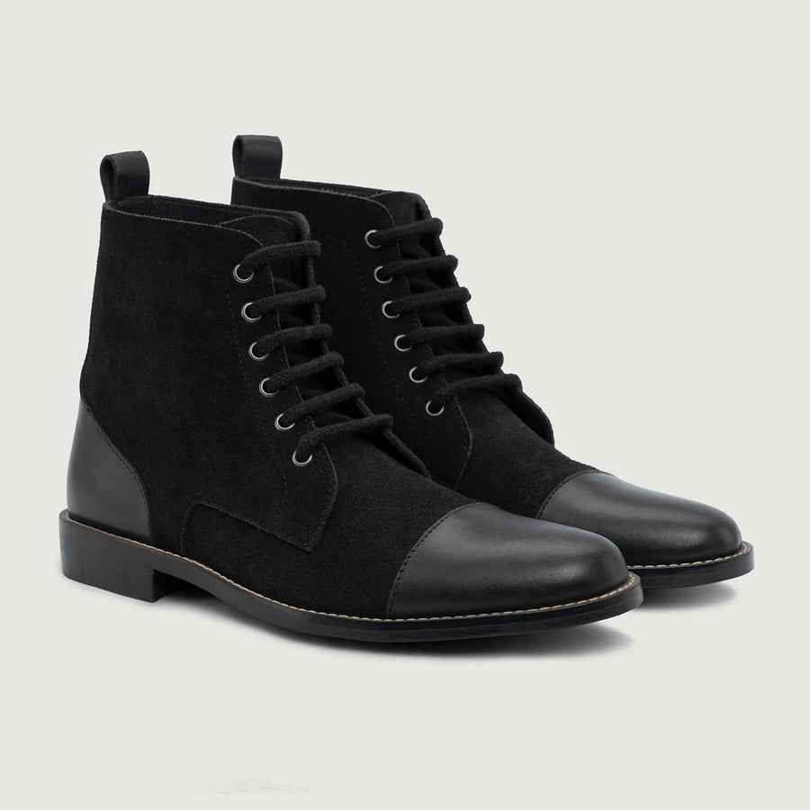 Knight Derby Hybrid Black Leather Boots - StudGuard