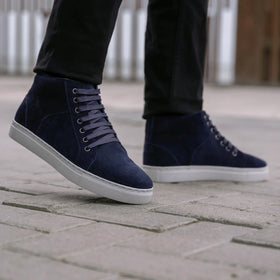 Marty High Top Blue Suede Leather Sneakers
