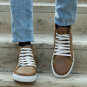 Marty High Top Burnt Copper Pullup Leather Sneakers