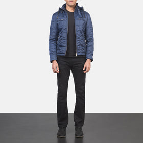 Alps Quilted Blue Hooded Windbreaker Jacket