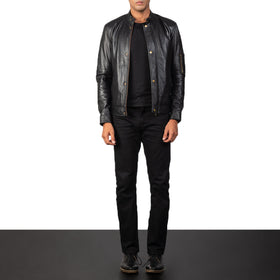 Tea House Black Leather Biker Jacket