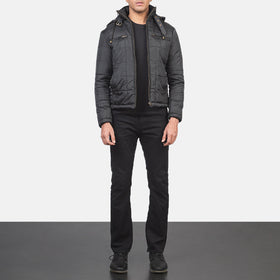 Alps Quilted Black Hooded Windbreaker Jacket