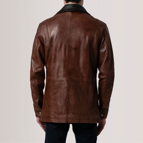 Connor Waxed Brown Leather Coat