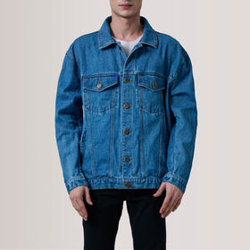 Eddie Dark Blue Oversized Denim Trucker Jacket