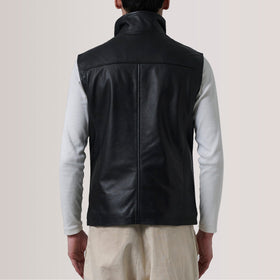 Zane Black Leather Vest
