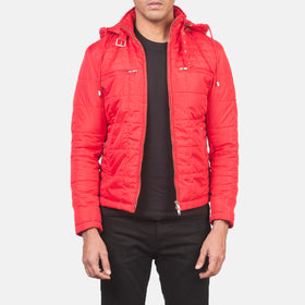 Alps Quilted Red Hooded Windbreaker Jacket