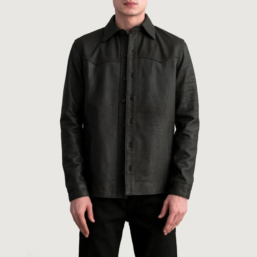 Bronco Tumbled Brown Leather Shirt