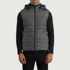 Carlo Grey Hooded Puffer Vest