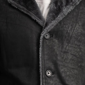 Kolby Distressed Black Leather Shearling Coat