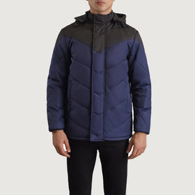 Luka Black & Blue Hooded Puffer Jacket