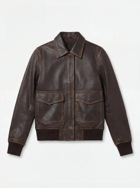 Westa A-2 Brown Leather Bomber Jacket