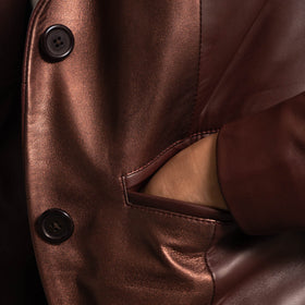Ruby Metallic Maroon Leather Blazer