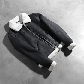 Sherilyn B-3 Black & White Leather Bomber Jacket
