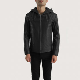Spratt Black Hooded Leather Jacket