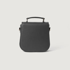 The Sandra Grey Leather Saddle Bag