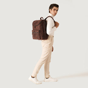The Bedford Vintage Distressed Brown Leather Backpack