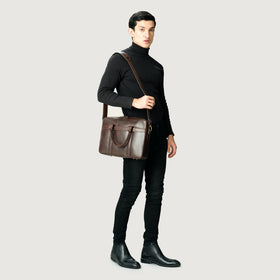 The Captain Vintage Brown Leather Briefcase