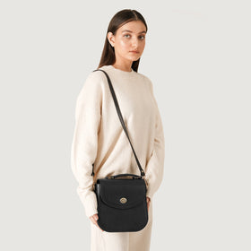 The Sandra Black Leather Saddle Bag