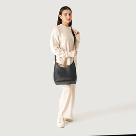 The Stefani Black Leather Hobo Bag