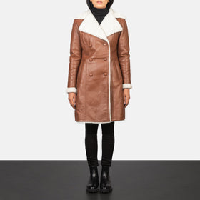 Amie Brown Double Breasted Shearling Coat