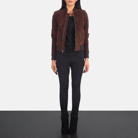 Bliss Brown Suede Bomber Jacket