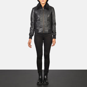 Stella G-1 Black Leather Bomber Jacket