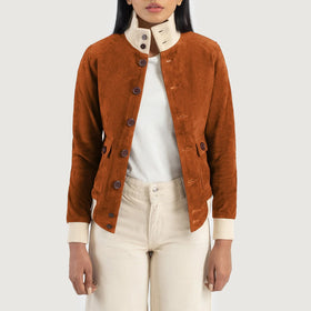 Sasha A1 Brown Suede Bomber Jacket
