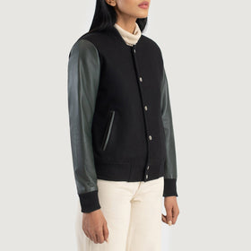 Savant Green & Black Hybrid Varsity Jacket