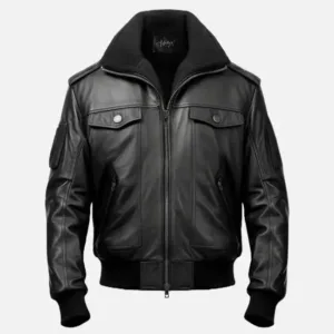 Men’s Black Leather F1 Aviator Jacket