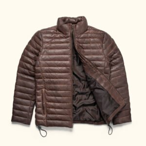 Bridger Leather Down Jacket (Dark Brown)