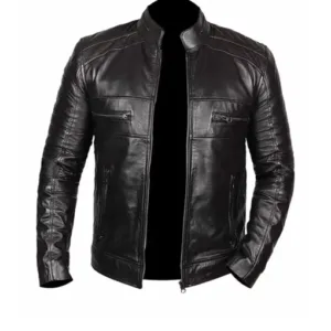 Men Black Johnson Racer Leather Jacket