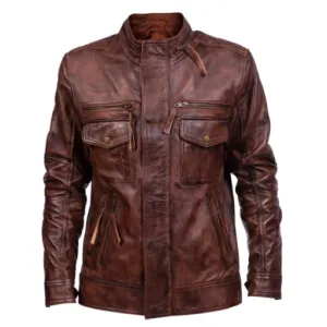 Mens Vintage Brown Distressed Leather Jacket