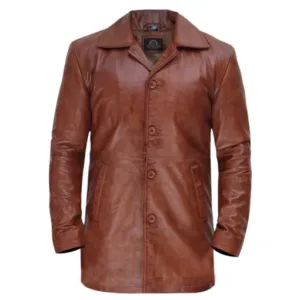 Mens Brown Leather Coat