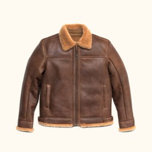 Shearling Leather Bomber Jacket (Grizzly Brown)