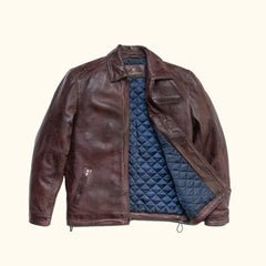 Glenwood Leather Driving Jacket (Mahogany Brown)