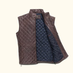 Highlands Quilted Leather Vest (Mahogany Brown)