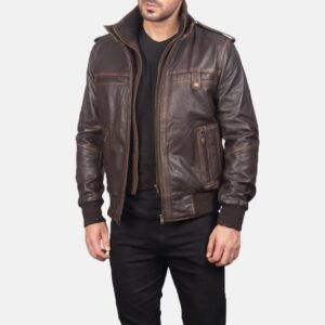 Men’s Brown Leather Biker Jacket – Vintage Moto Style